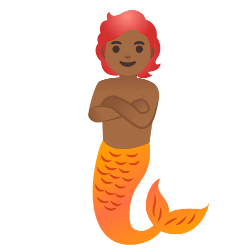 Google design of the merperson: medium-dark skin tone emoji verson:Noto Color Emoji 15.0
