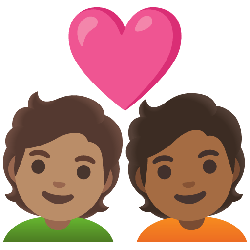 Google design of the couple with heart: person person medium skin tone medium-dark skin tone emoji verson:Noto Color Emoji 15.0