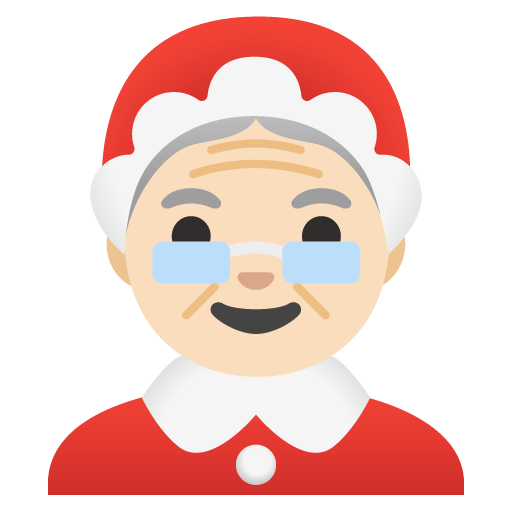 Google design of the Mrs. Claus: light skin tone emoji verson:Noto Color Emoji 15.0
