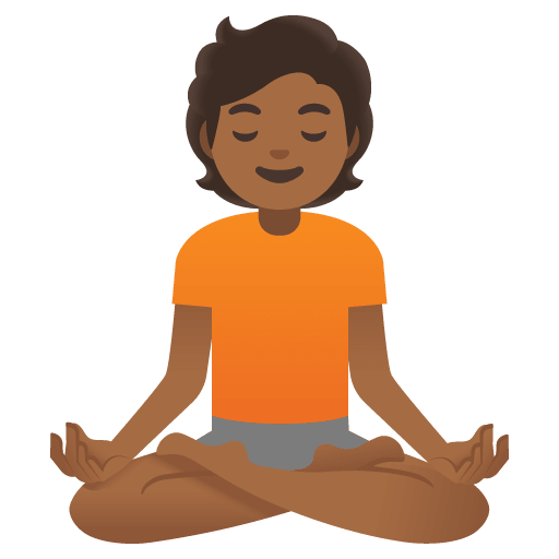 Google design of the person in lotus position: medium-dark skin tone emoji verson:Noto Color Emoji 15.0