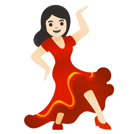 Google design of the woman dancing: light skin tone emoji verson:Noto Color Emoji 15.0