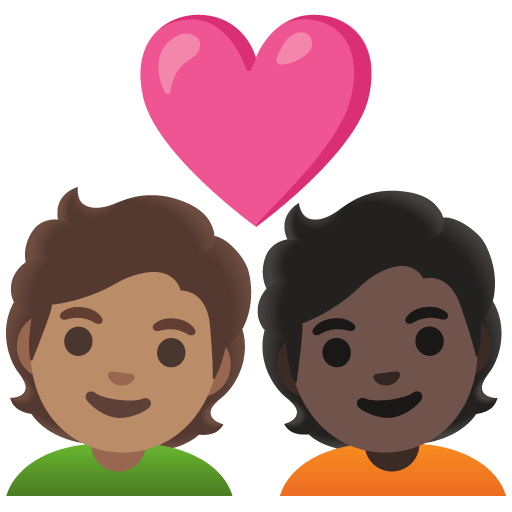 Google design of the couple with heart: person person medium skin tone dark skin tone emoji verson:Noto Color Emoji 15.0