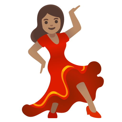 Google design of the woman dancing: medium skin tone emoji verson:Noto Color Emoji 15.0