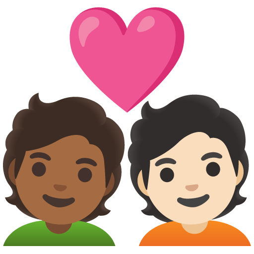 Google design of the couple with heart: person person medium-dark skin tone light skin tone emoji verson:Noto Color Emoji 15.0