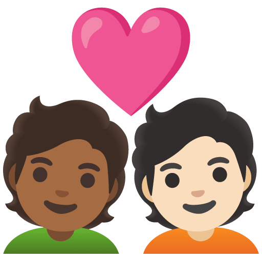 Google design of the couple with heart: person person medium-dark skin tone light skin tone emoji verson:Noto Color Emoji 15.0