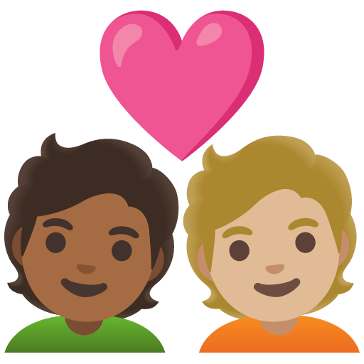 Google design of the couple with heart: person person medium-dark skin tone medium-light skin tone emoji verson:Noto Color Emoji 15.0