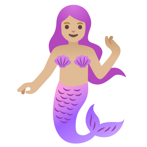 Google design of the mermaid: medium-light skin tone emoji verson:Noto Color Emoji 15.0