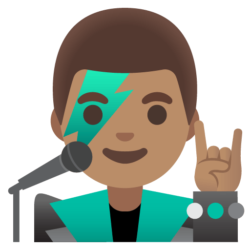 Google design of the man singer: medium skin tone emoji verson:Noto Color Emoji 15.0