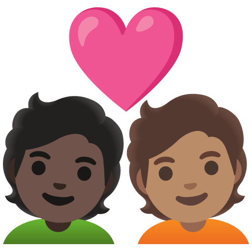Google design of the couple with heart: person person dark skin tone medium skin tone emoji verson:Noto Color Emoji 15.0