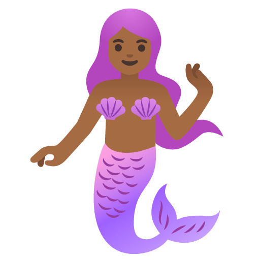 Google design of the mermaid: medium-dark skin tone emoji verson:Noto Color Emoji 15.0