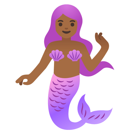 Google design of the mermaid: medium-dark skin tone emoji verson:Noto Color Emoji 15.0