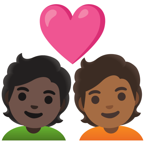 Google design of the couple with heart: person person dark skin tone medium-dark skin tone emoji verson:Noto Color Emoji 15.0