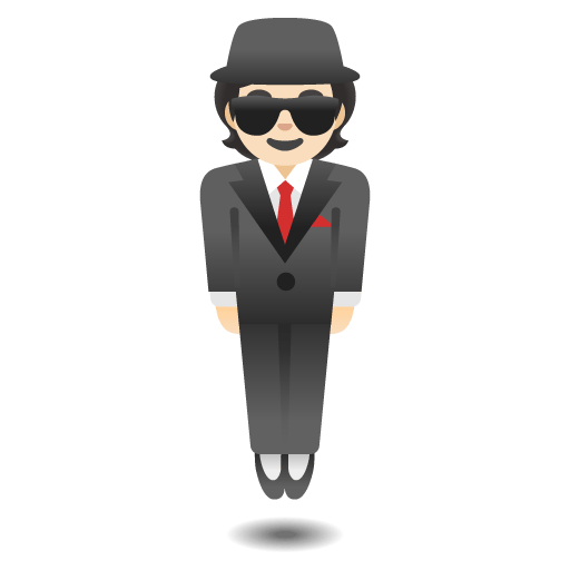 Google design of the person in suit levitating: light skin tone emoji verson:Noto Color Emoji 15.0