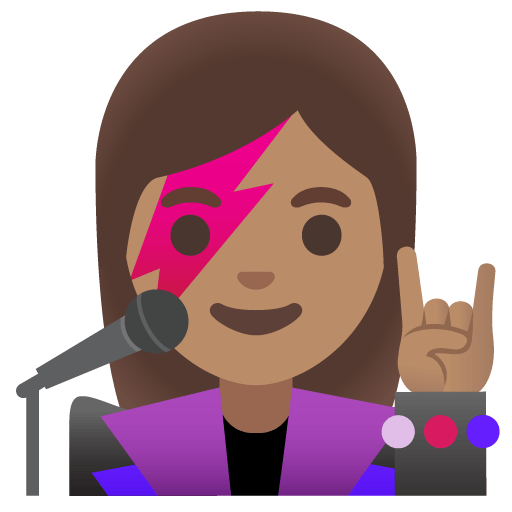 Google design of the woman singer: medium skin tone emoji verson:Noto Color Emoji 15.0