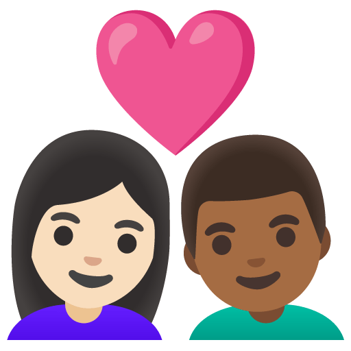 Google design of the couple with heart: woman man light skin tone medium-dark skin tone emoji verson:Noto Color Emoji 15.0