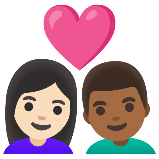 Google design of the couple with heart: woman man light skin tone medium-dark skin tone emoji verson:Noto Color Emoji 15.0