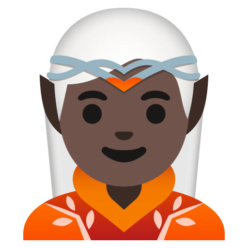 Google design of the elf: dark skin tone emoji verson:Noto Color Emoji 15.0