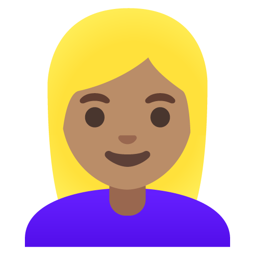 Google design of the woman: medium skin tone blond hair emoji verson:Noto Color Emoji 15.0