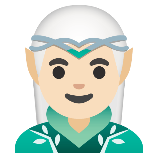 Google design of the man elf: light skin tone emoji verson:Noto Color Emoji 15.0
