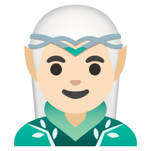 Google design of the man elf: light skin tone emoji verson:Noto Color Emoji 15.0