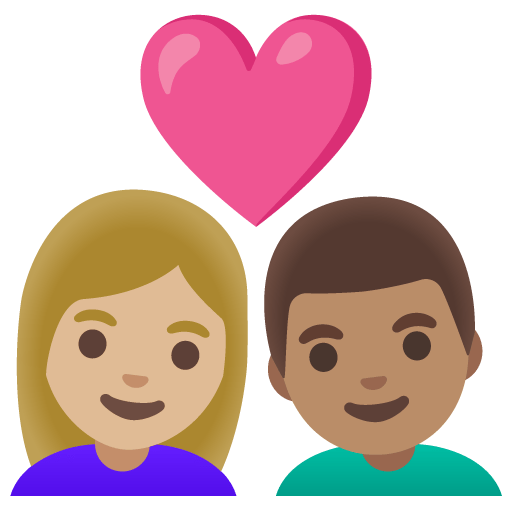 Google design of the couple with heart: woman man medium-light skin tone medium skin tone emoji verson:Noto Color Emoji 15.0