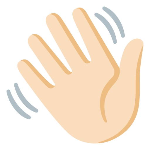 Google design of the waving hand: light skin tone emoji verson:Noto Color Emoji 15.0