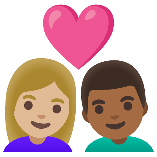 Google design of the couple with heart: woman man medium-light skin tone medium-dark skin tone emoji verson:Noto Color Emoji 15.0