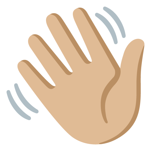 Google design of the waving hand: medium-light skin tone emoji verson:Noto Color Emoji 15.0