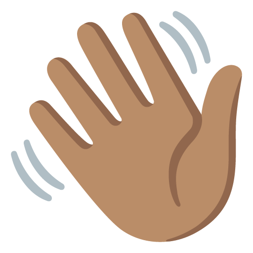 Google design of the waving hand: medium skin tone emoji verson:Noto Color Emoji 15.0