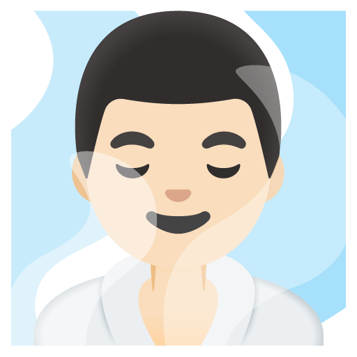 Google design of the man in steamy room: light skin tone emoji verson:Noto Color Emoji 15.0