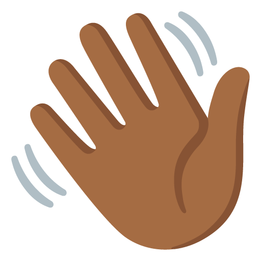 Google design of the waving hand: medium-dark skin tone emoji verson:Noto Color Emoji 15.0