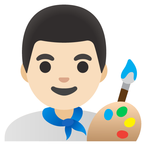 Google design of the man artist: light skin tone emoji verson:Noto Color Emoji 15.0