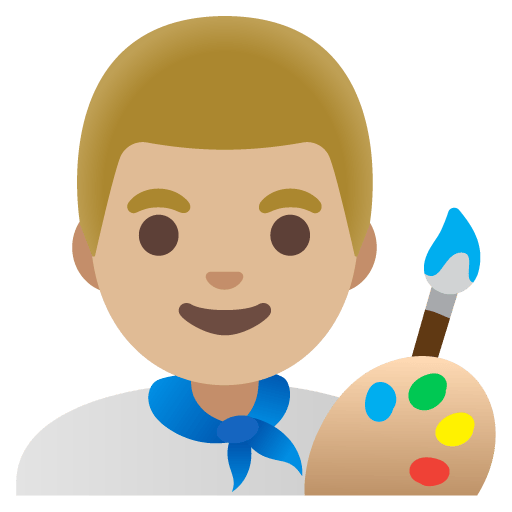 Google design of the man artist: medium-light skin tone emoji verson:Noto Color Emoji 15.0