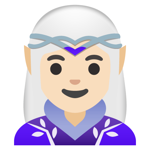 Google design of the woman elf: light skin tone emoji verson:Noto Color Emoji 15.0