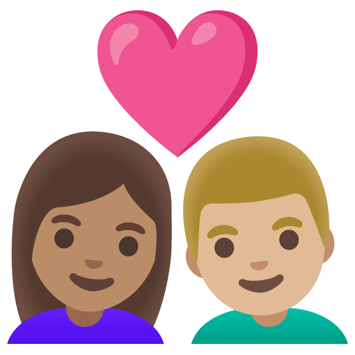 Google design of the couple with heart: woman man medium skin tone medium-light skin tone emoji verson:Noto Color Emoji 15.0
