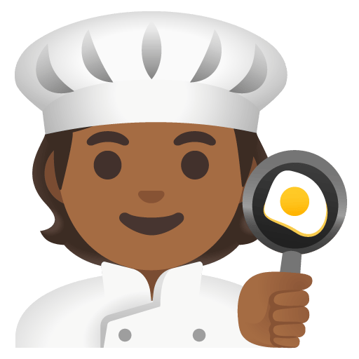 Google design of the cook: medium-dark skin tone emoji verson:Noto Color Emoji 15.0