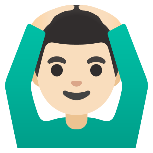 Google design of the man gesturing OK: light skin tone emoji verson:Noto Color Emoji 15.0
