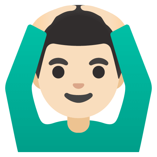 Google design of the man gesturing OK: light skin tone emoji verson:Noto Color Emoji 15.0