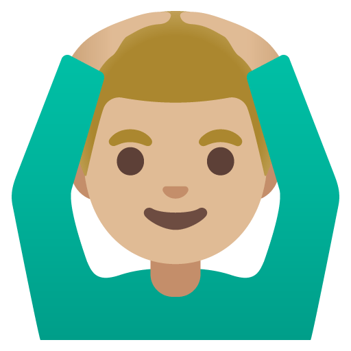 Google design of the man gesturing OK: medium-light skin tone emoji verson:Noto Color Emoji 15.0