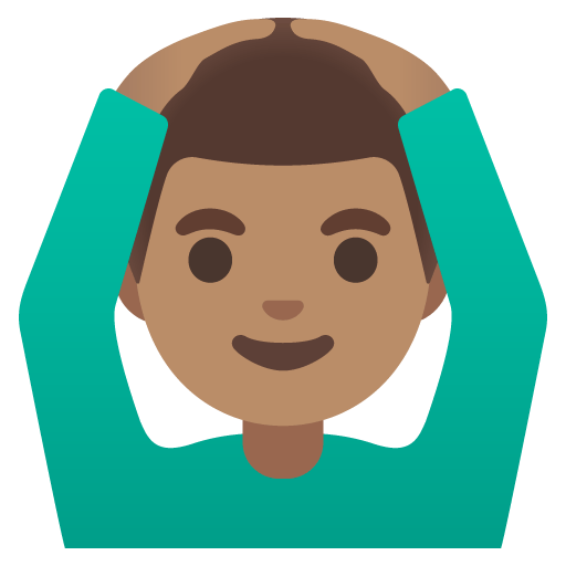 Google design of the man gesturing OK: medium skin tone emoji verson:Noto Color Emoji 15.0