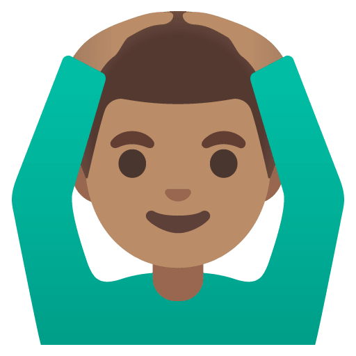 Google design of the man gesturing OK: medium skin tone emoji verson:Noto Color Emoji 15.0