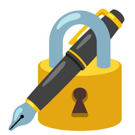 Google design of the locked with pen emoji verson:Noto Color Emoji 15.0