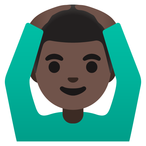 Google design of the man gesturing OK: dark skin tone emoji verson:Noto Color Emoji 15.0
