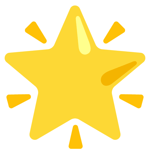 Google design of the glowing star emoji verson:Noto Color Emoji 15.0