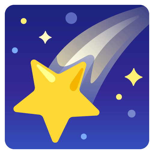 Google design of the shooting star emoji verson:Noto Color Emoji 15.0