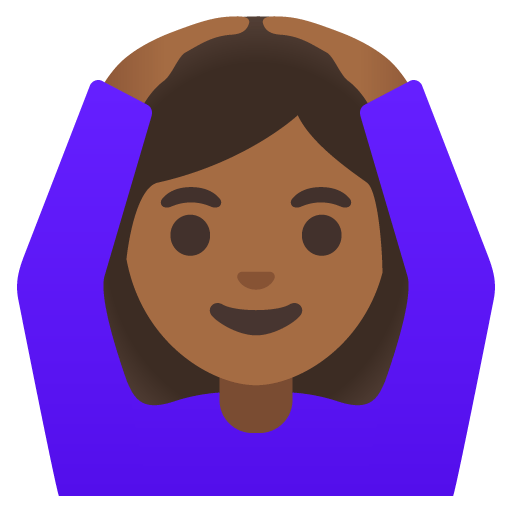 Google design of the woman gesturing OK: medium-dark skin tone emoji verson:Noto Color Emoji 15.0