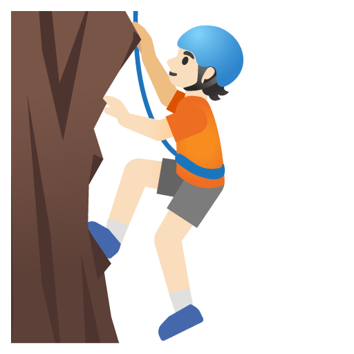 Google design of the person climbing: light skin tone emoji verson:Noto Color Emoji 15.0