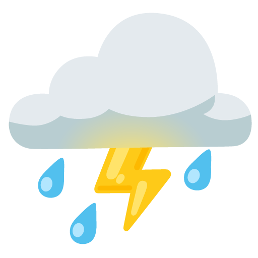 Google design of the cloud with lightning and rain emoji verson:Noto Color Emoji 15.0