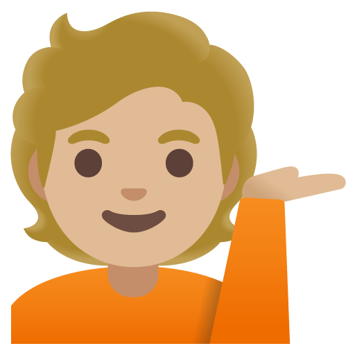 Google design of the person tipping hand: medium-light skin tone emoji verson:Noto Color Emoji 15.0