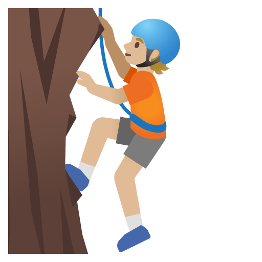 Google design of the person climbing: medium-light skin tone emoji verson:Noto Color Emoji 15.0